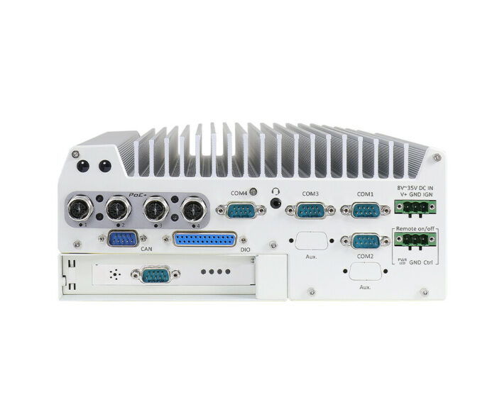 Nuvo-7250VTC Series: Vehicle-ready fanless embedded PC with Intel® Core™ 8th/9th Gen CPUs and emergency power module - back